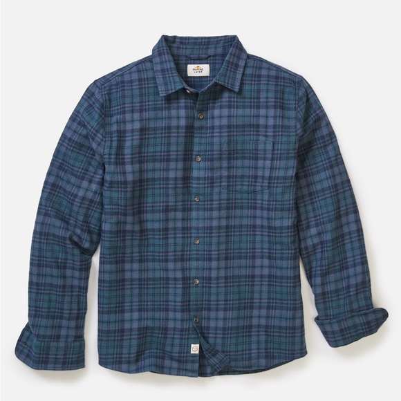 Marine Layer Tahoe Blue Flannel Shirt Size Medium New Never Worn - Picture 2 of 5